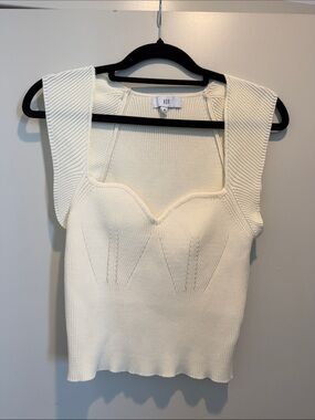 NSR Sculpted Square-Neck Tank Top in Cream